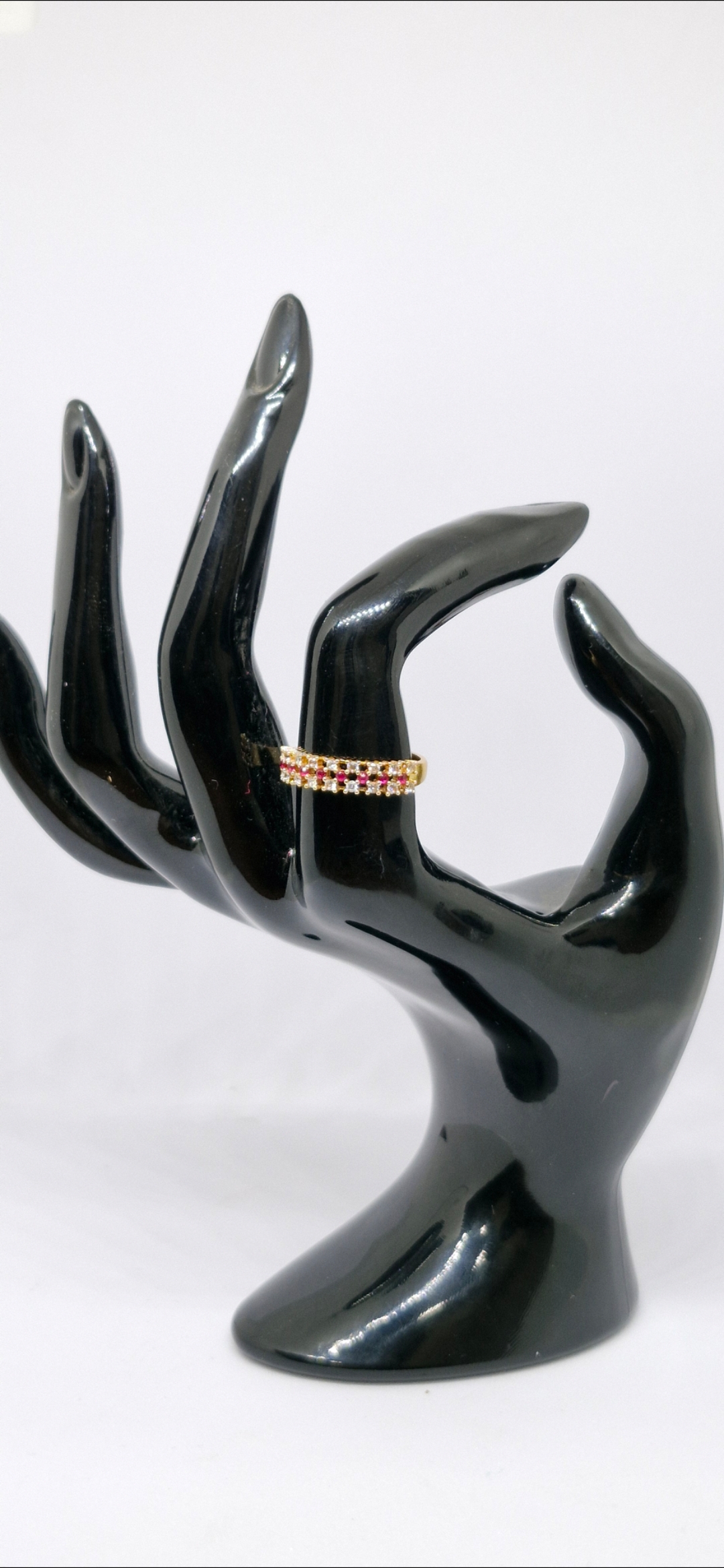 Royal Crown Ruby American Diamond Gold Ring