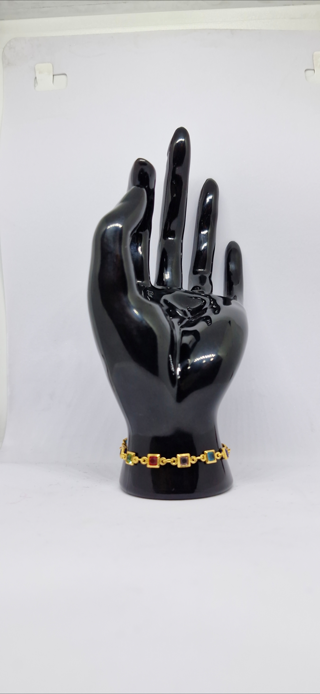 Rainbow Gemstone Square Charm Gold Bracelet