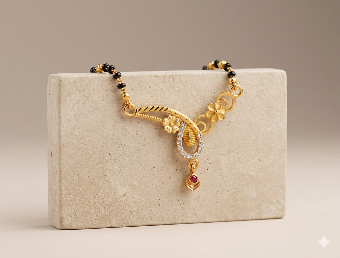 Floral Arc Elegance Gold-Plated Mangalsutra