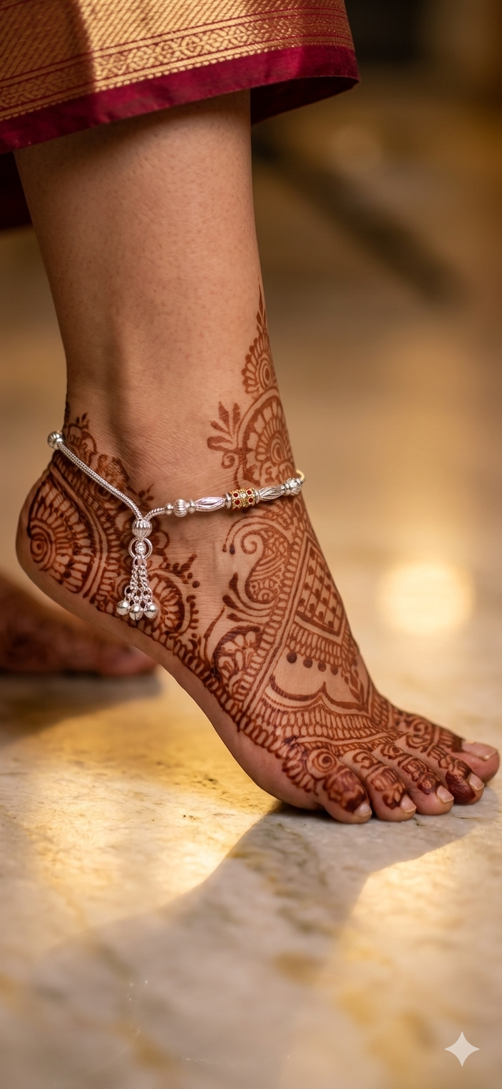 Classic Heritage Bead (Payal) – Minimal Oxidized Silver Elegance