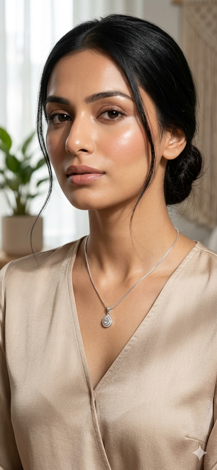 Blush Teardrop Crystal Pendant Necklace