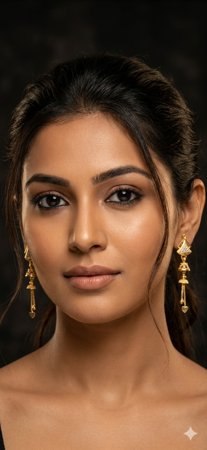 Regal Gold Plated Dangle Earrings with Heart Tassels