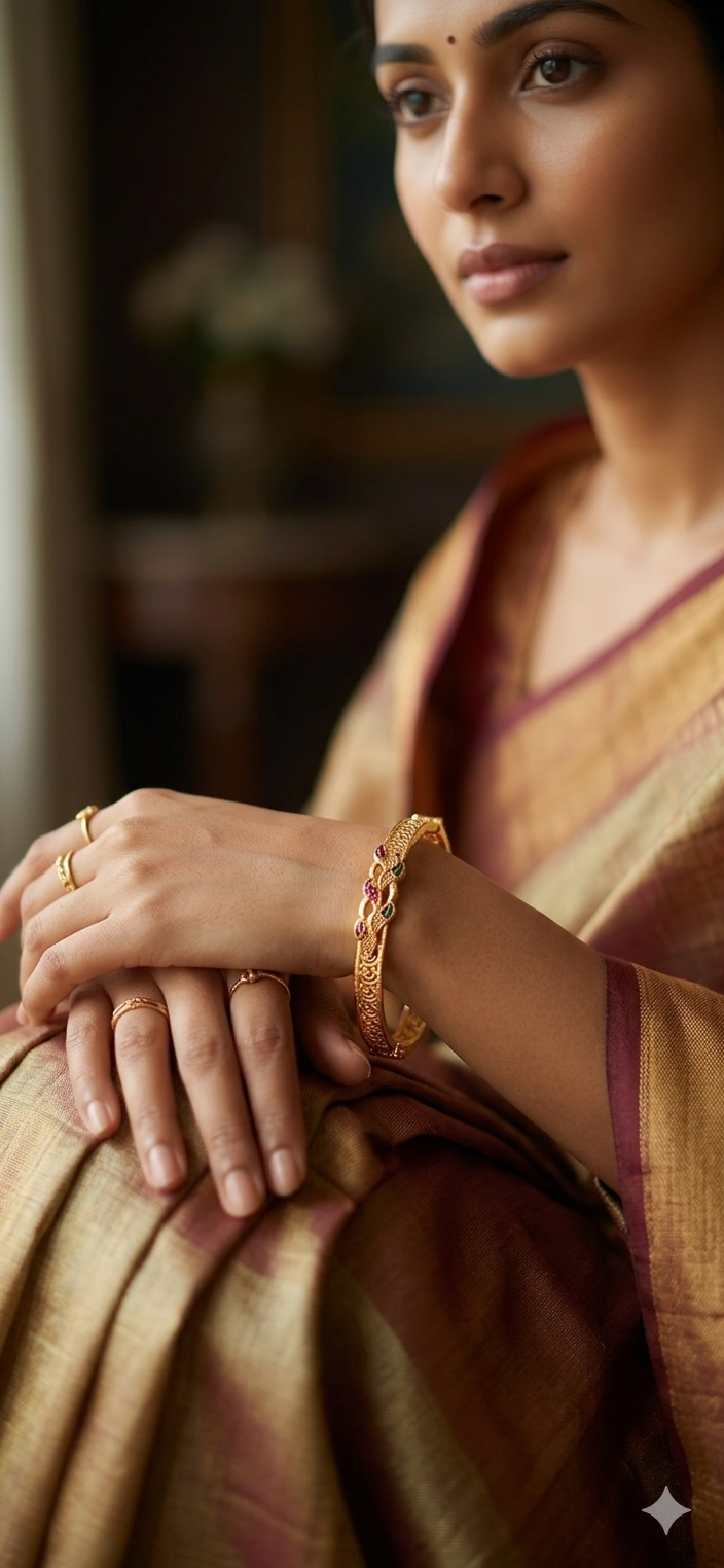 Regal Zircon Gold-Toned Bridal Bangles